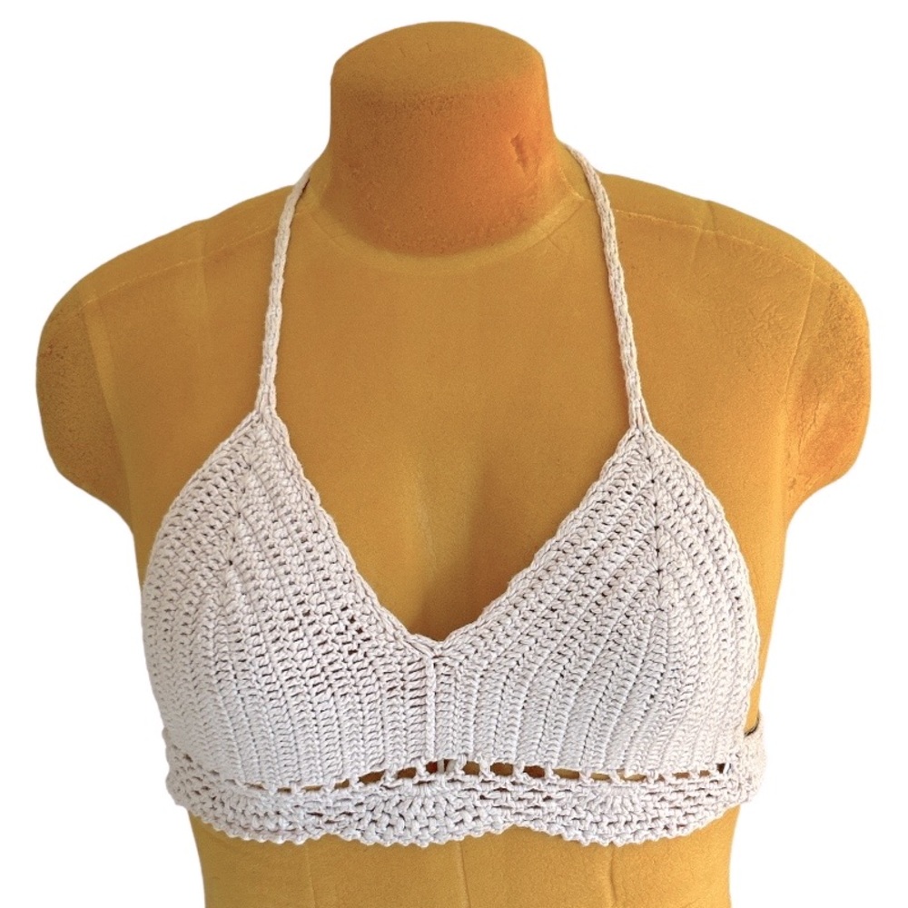 Stella Laguna Beach Crocheted Bikini Top M/L Nude/Pink Blush